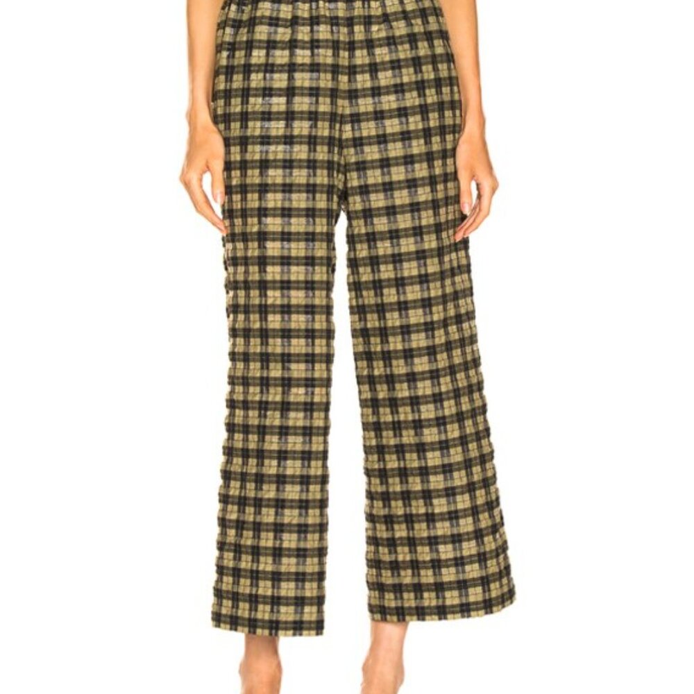Ganni Seersucker Plaid Pants
